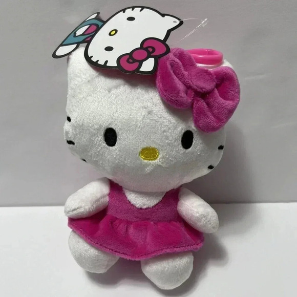 NEW SANRIO Hello Kitty in Pink Jumper Dress Plush Keychain / Bag Clip - Picture 1 of 2